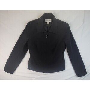 Jones New York Blazer Jacket Womens 10 Plain Black Career Work Office Zip Up